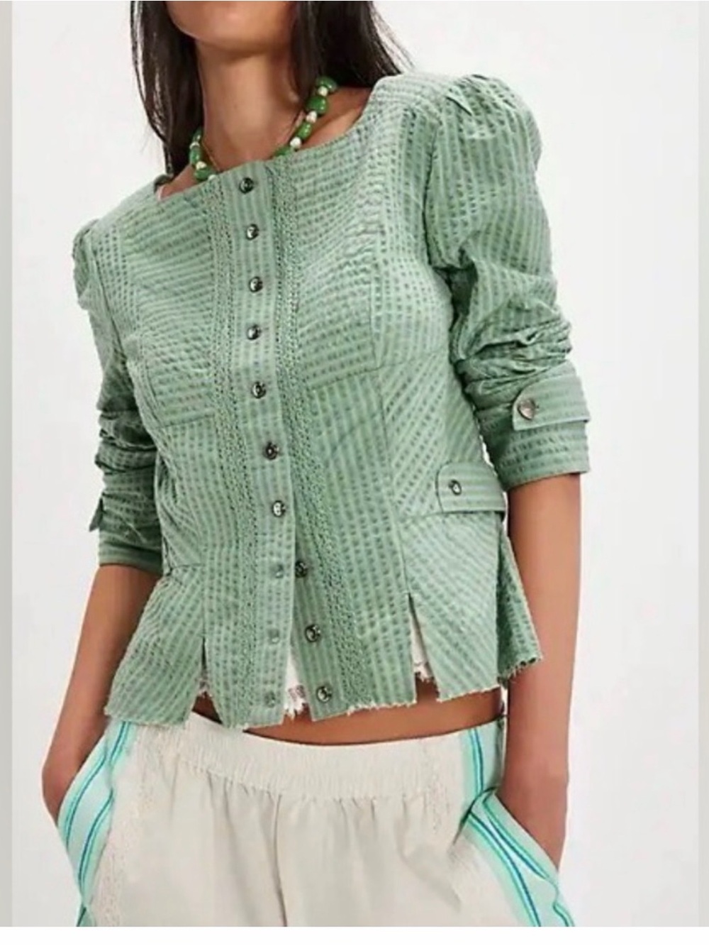 Free People Long Sleeve Darcy Jacket Size Small Maine Green